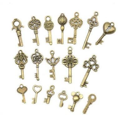 Antique Key Pendant - Liontin Antik Bentuk Kunci (18pcs)