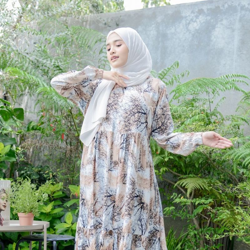 Home Dress Busui Friendly Bahan Katun Rayon Premium Adem Cocok buat ke pantai tali pinggang lengan karet motif akar root