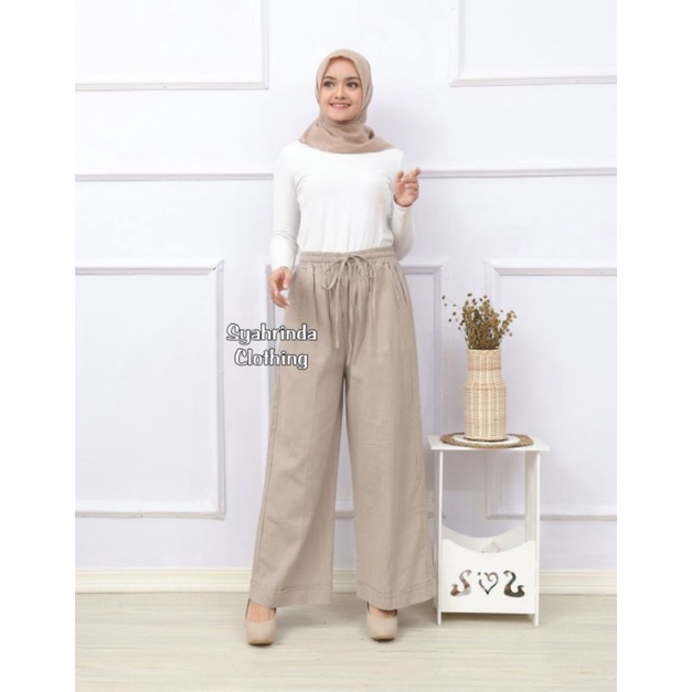 Celana Kulot Linen Cullote Basic Katun Premium Import