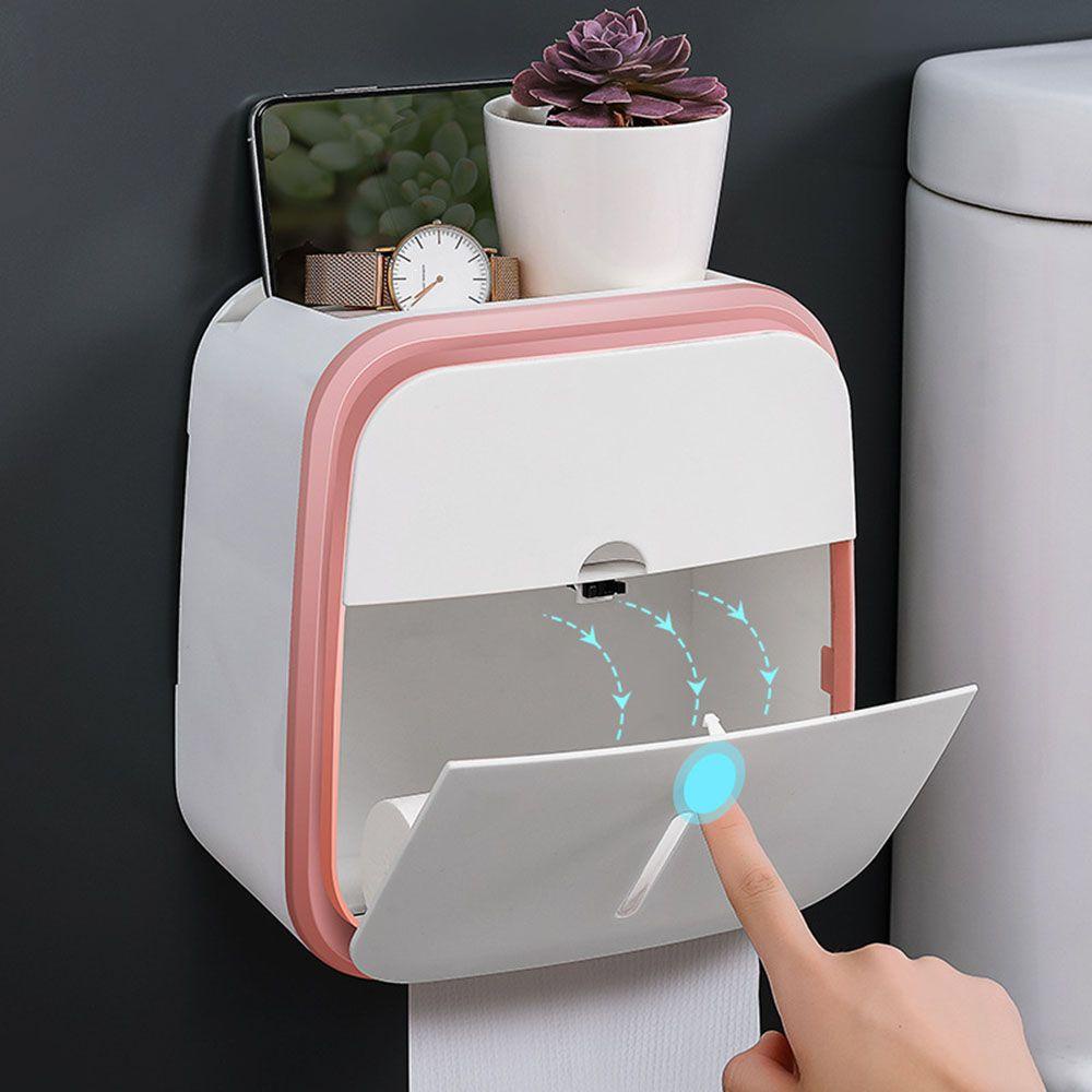 Solighter Toilet Paper Holder Peralatan Penyimpanan Dipasang Dinding Rumah Tangga Kreatif