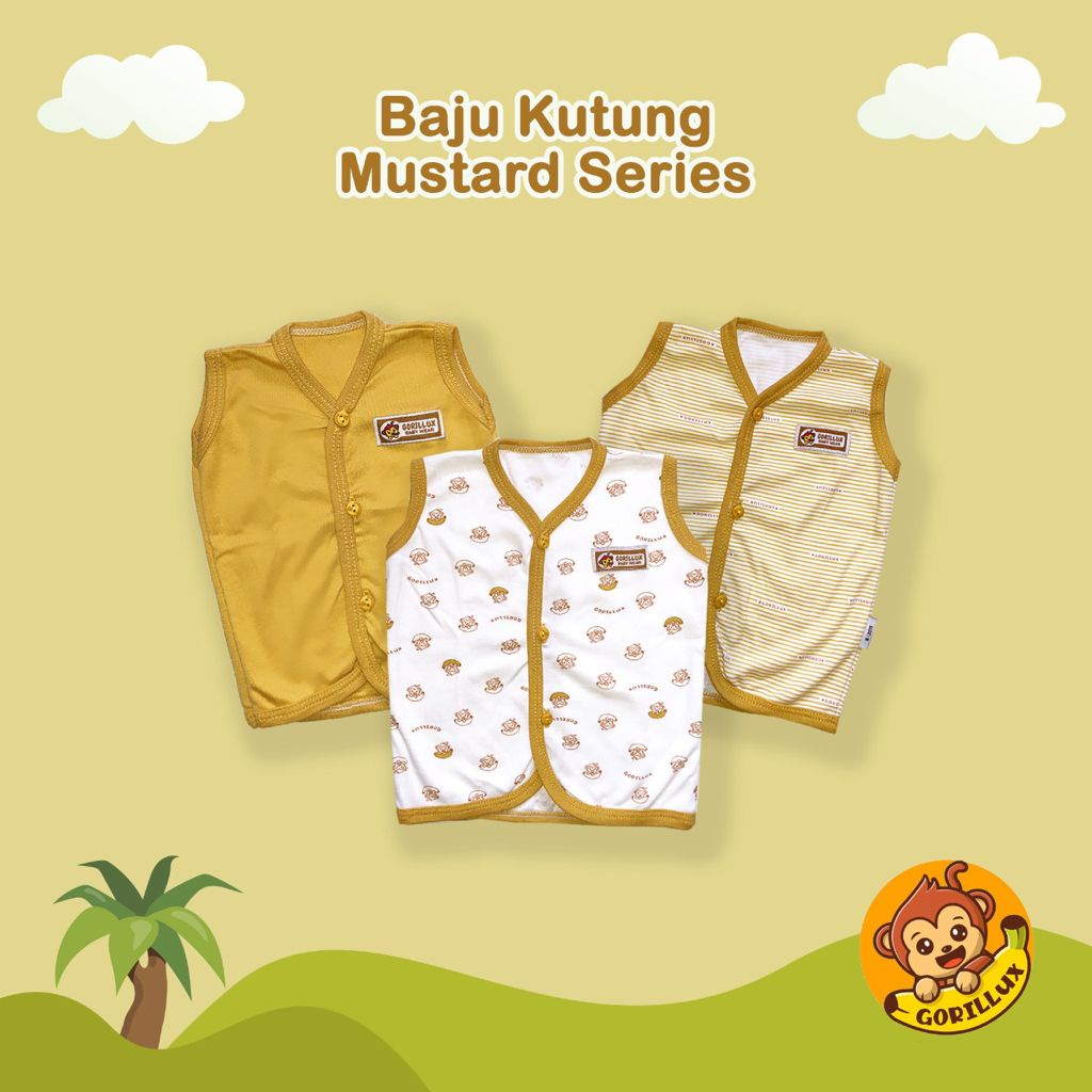 Fluffy Nova Gorillux 3 Pcs Baju Kutung Bayi Newborn 0-4 Bulan Singlet Piyama Baby Gift