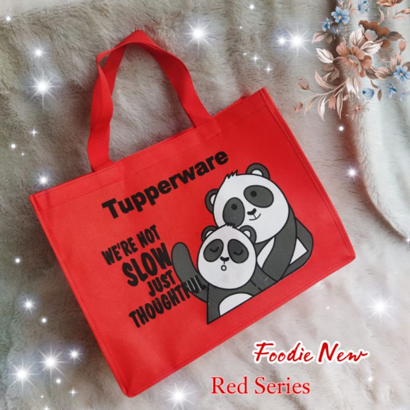 Tas foodie Buddy Tupperware bahan  spondbund  / Tas Ulang Tahun /Godie bag / Tas Souvenir/ tas bekal