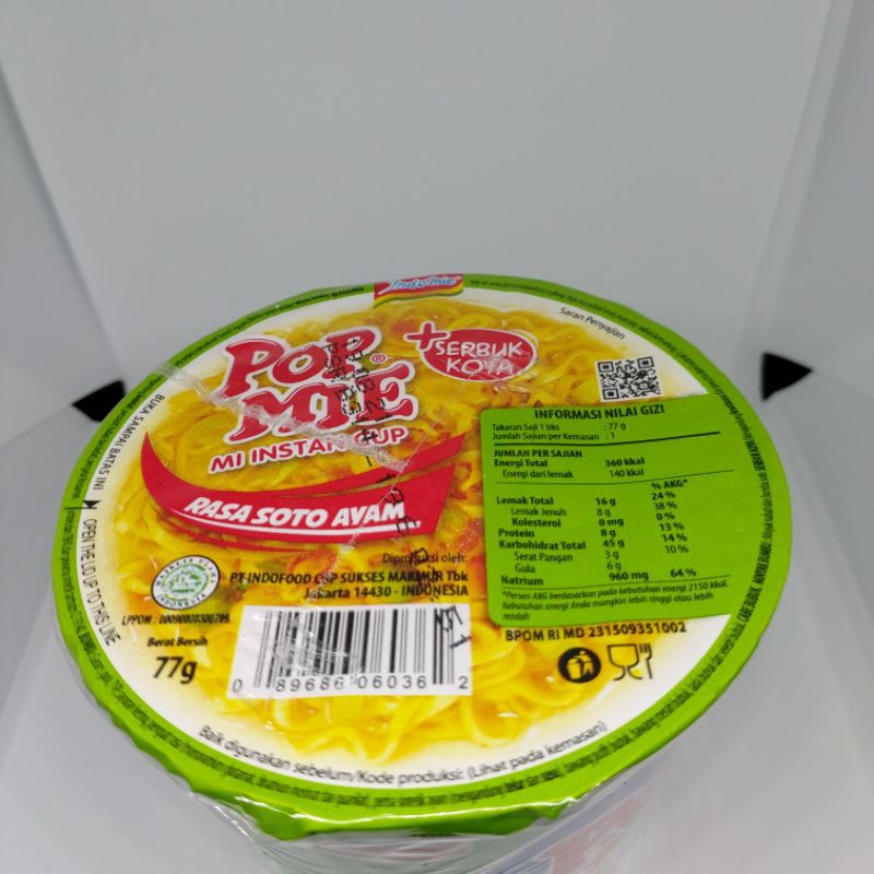 

Pop mie | Mie instan cup RASA SOTO AYAM 77G