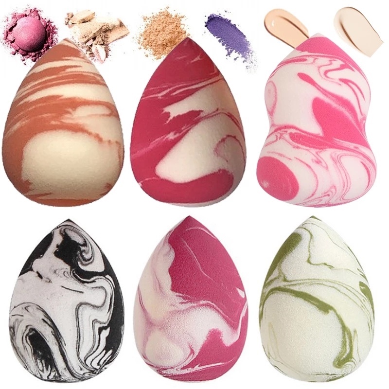 [1Piece Random Color Gradient Marble Makeup Sponge Blender] [Latex-Free Foundation Blending Sponge] [Cosmetic Puff For Applying Powder,Cream,Liquid]