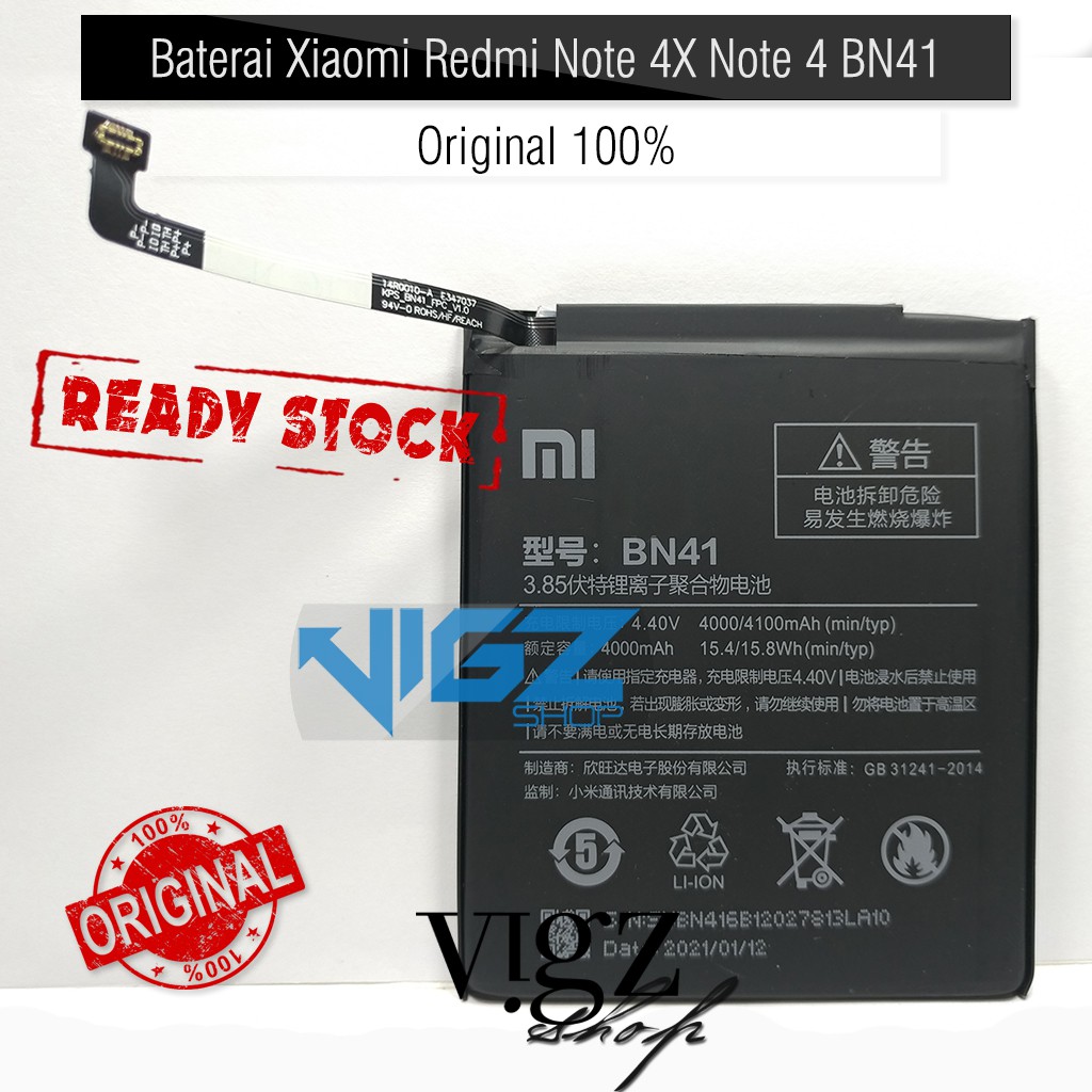 Baterai Xiaomi Redmi Note 4X Note 4 BN41 Mediatek Helio X20 Original 100%