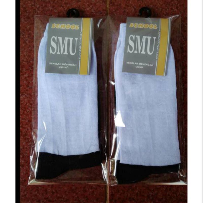 kaos kaki sekolah hitam putih SMA spandek polyester harga perpasang