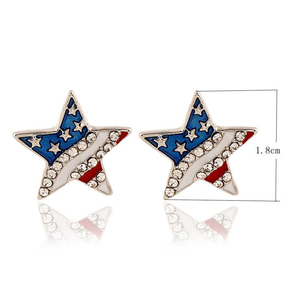 Hu Hu Hu Hu Hu Alat Bantu Pasang Kacamata♡ Anting Tusuk Berlian Imitasi Bentuk Bintang Hati Bendera Amerika Untuk Wanita