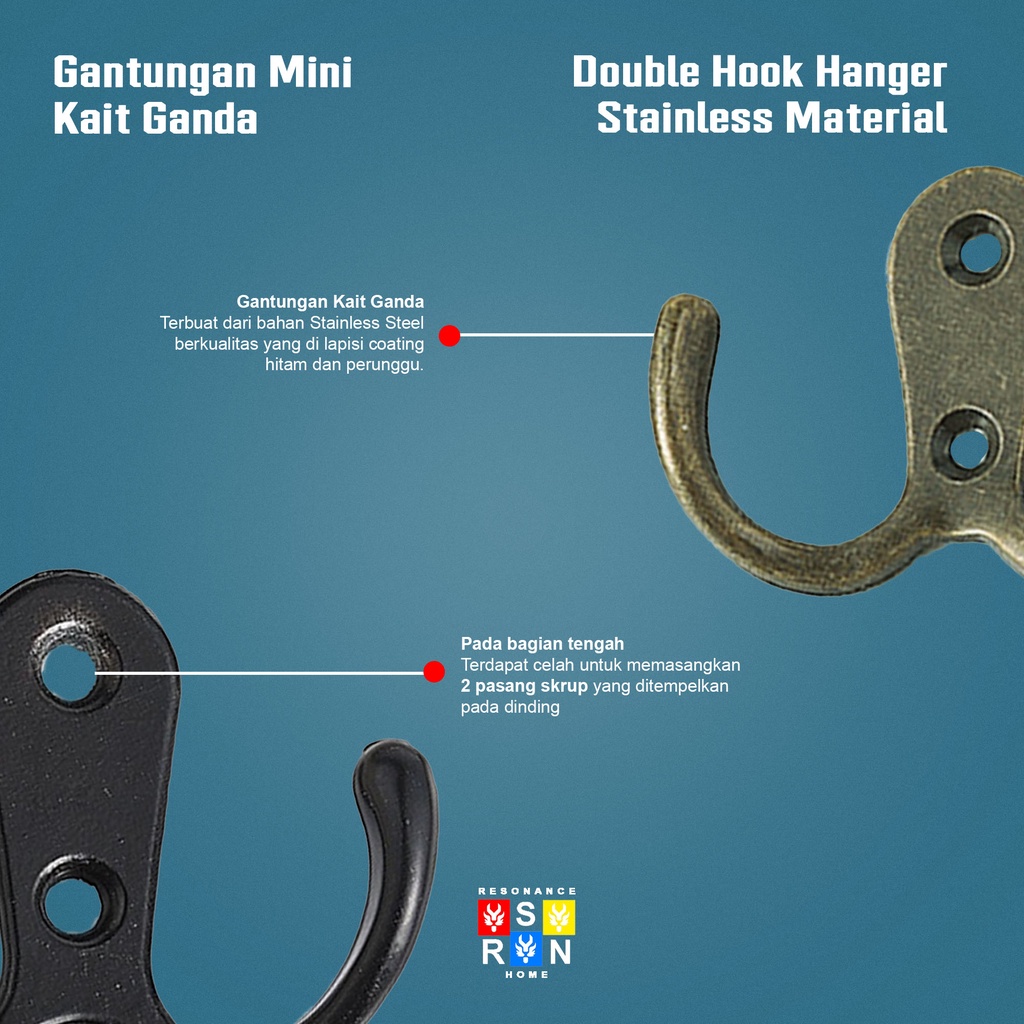Gantungan Baju Mini Kait Ganda / Double Hook Resonance Home
