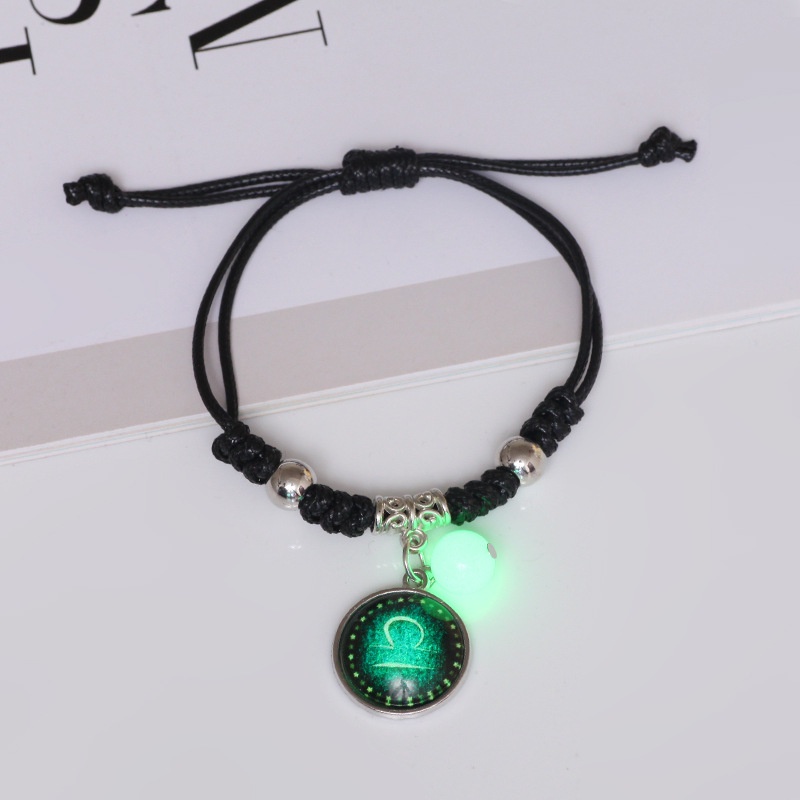 Gelang Tangan Pasangan / Pria / Wanita Desain 12 Zodiak Luminous Untuk Hadiah