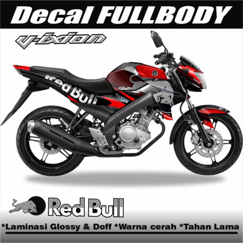 Decal Striping Yamaha Vixion New Nvl 2014 Full Body Stiker Variasi Motif Red Bull