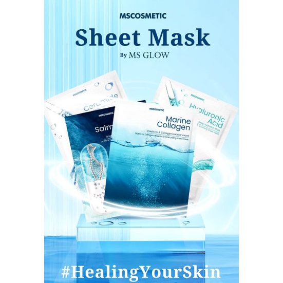 Sheet Mask MS GLOW || ceramide kolagen salmon retinol hyaluronic.