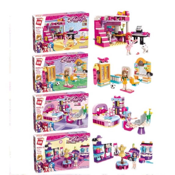 KKV-Qman·Abby＇s  /Doris＇s/Emily＇s/Cherry＇s Bedroom block toys