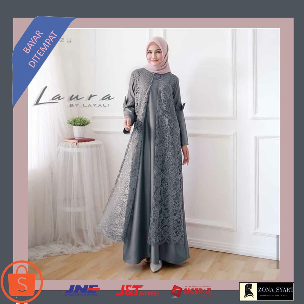 Baju Gamis Wanita Terbaru Laura Maxi Dress Brukat