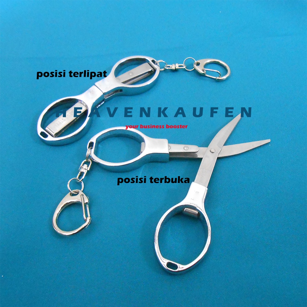 Gunting Lipat Mini Kecil Unik Lucu Stainless Steel Travel Trip Scissors Merek PIN