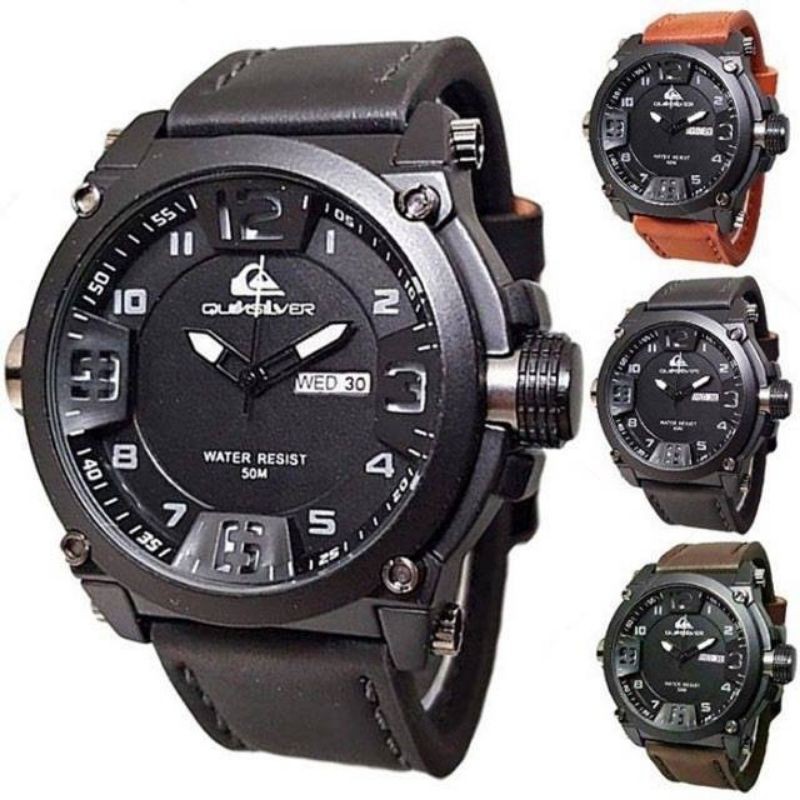 (COD)Jam Tangan Pria Sporty Quicksilver Day Date Aktif Strap Kulit 902