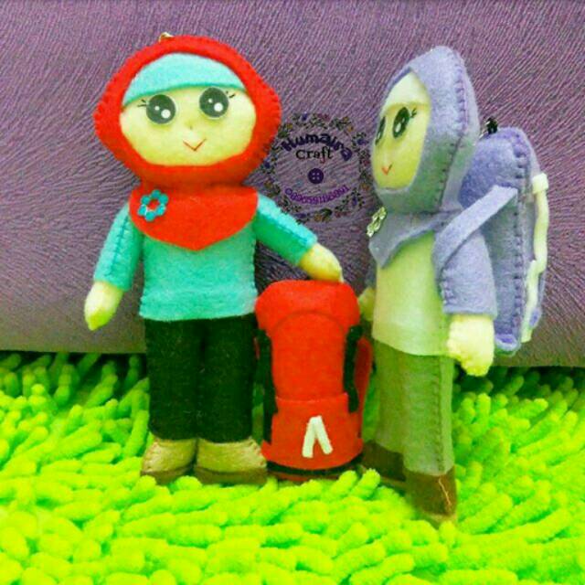 Boneka pendaki gunung + tas ransel