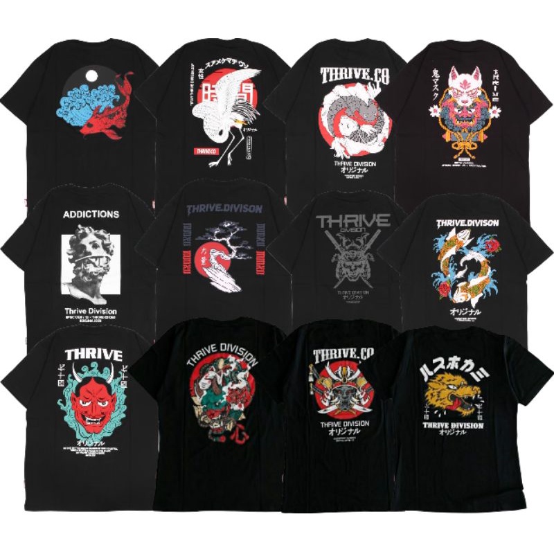 KAOS BAJU TSHIRT THRIVE JAPANESE ART HITAM