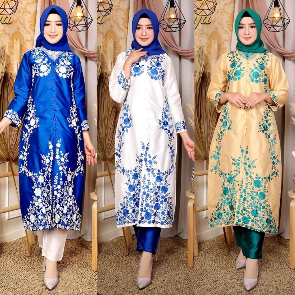 Set Gangga Abaya Taffeta Aneka Pilihan Warna