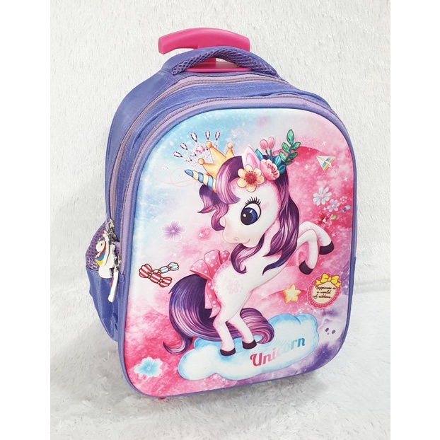 L43X8 Tas Koper Anak Perempuan Roda Inch Dorong Inch Dorong Elsa  WJ335 Tas Dorong Sekolah Tk Troll