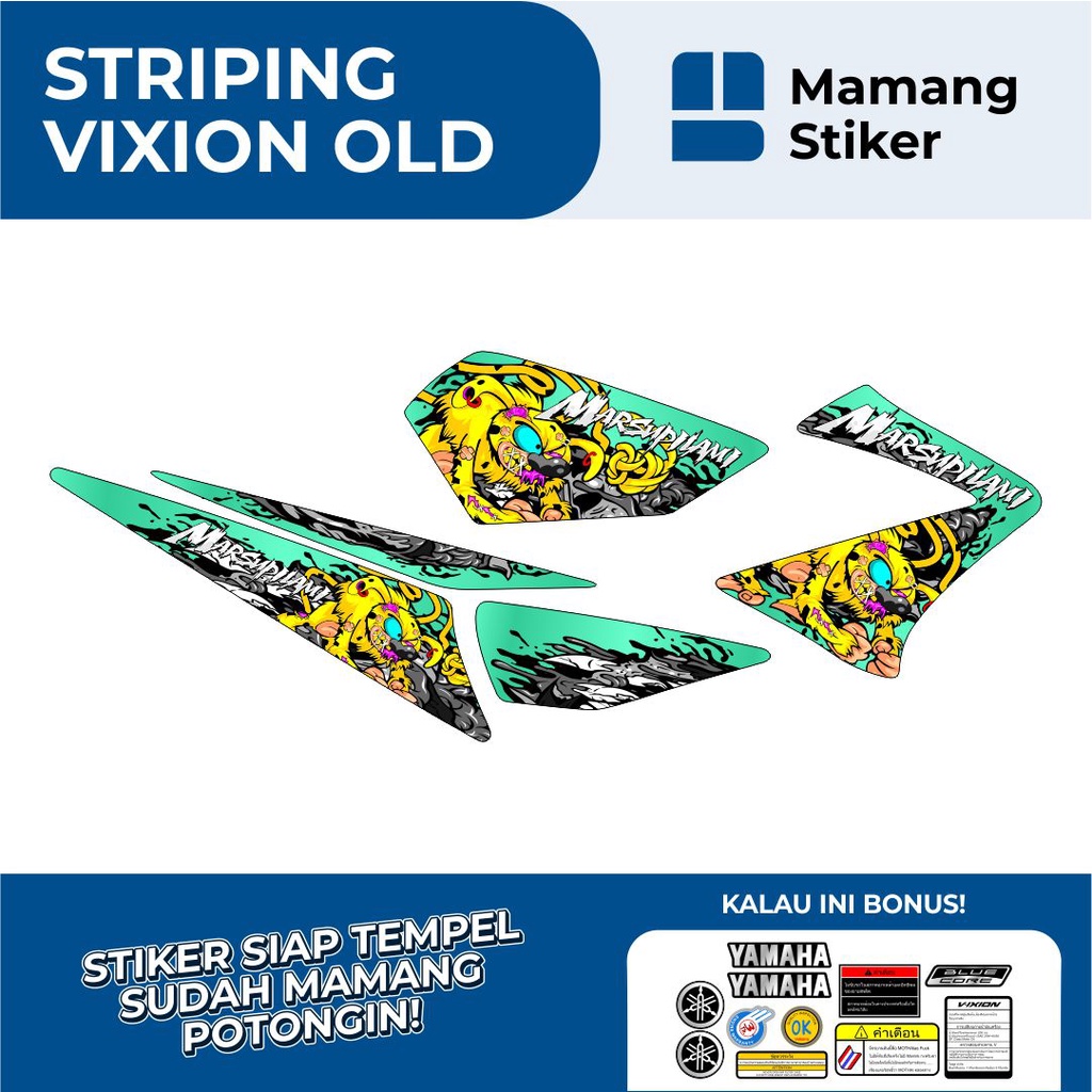 STIKER VIXION OLD VARIASI 27 MARSUPILAMI FULL BODY/STRIPING YAMAHA VIXION LAMA RACING/STICKER GRAFIS