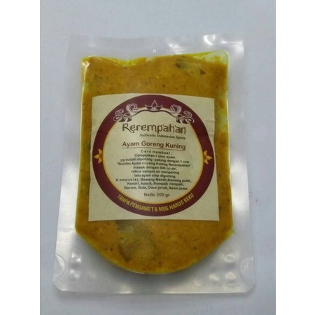 

Siap Kirim Rerempahan Ayam Goreng Kuning Bumbu Jadi Instan Siap Pakai