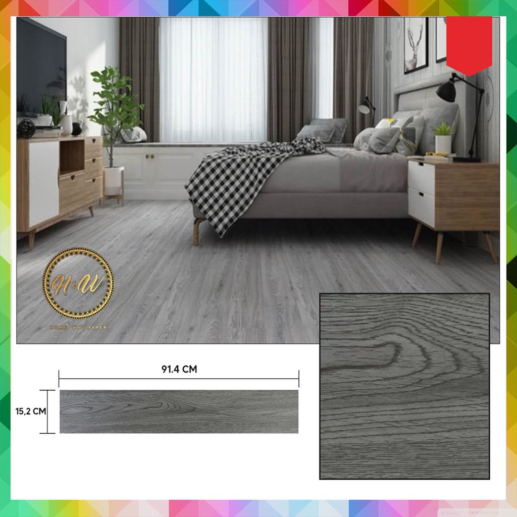 PAKET 20 LEMBAR - VINYL LANTAI PLANK MOTIF KAYU / VINYL FLOORING WOODEN MOTIF - STICKER LANTAI KAYU