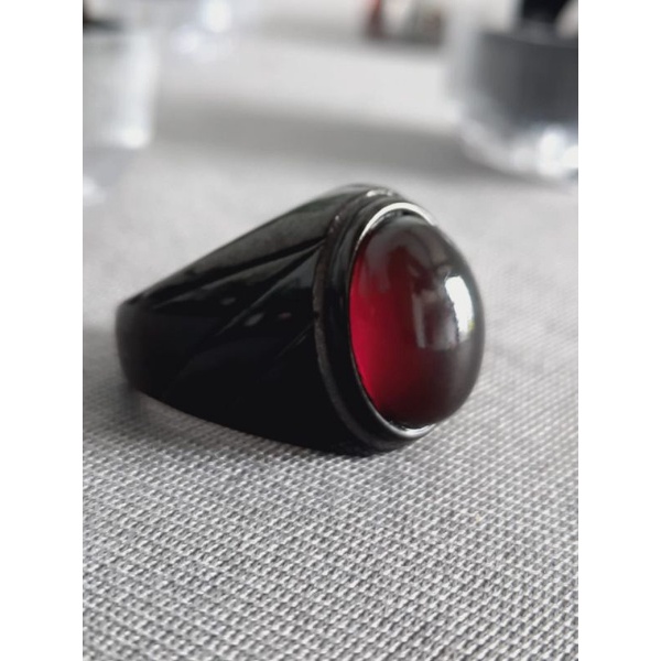 Cincin Mustika Katilayu Asli Grade A++ | Batu Getah Katilayu | Ring Cincin Bahan Titanium
