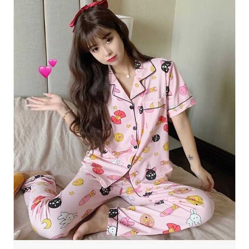 PIYAMA SAILOR MOON LUNA PINK PATTERN LONG PANTS