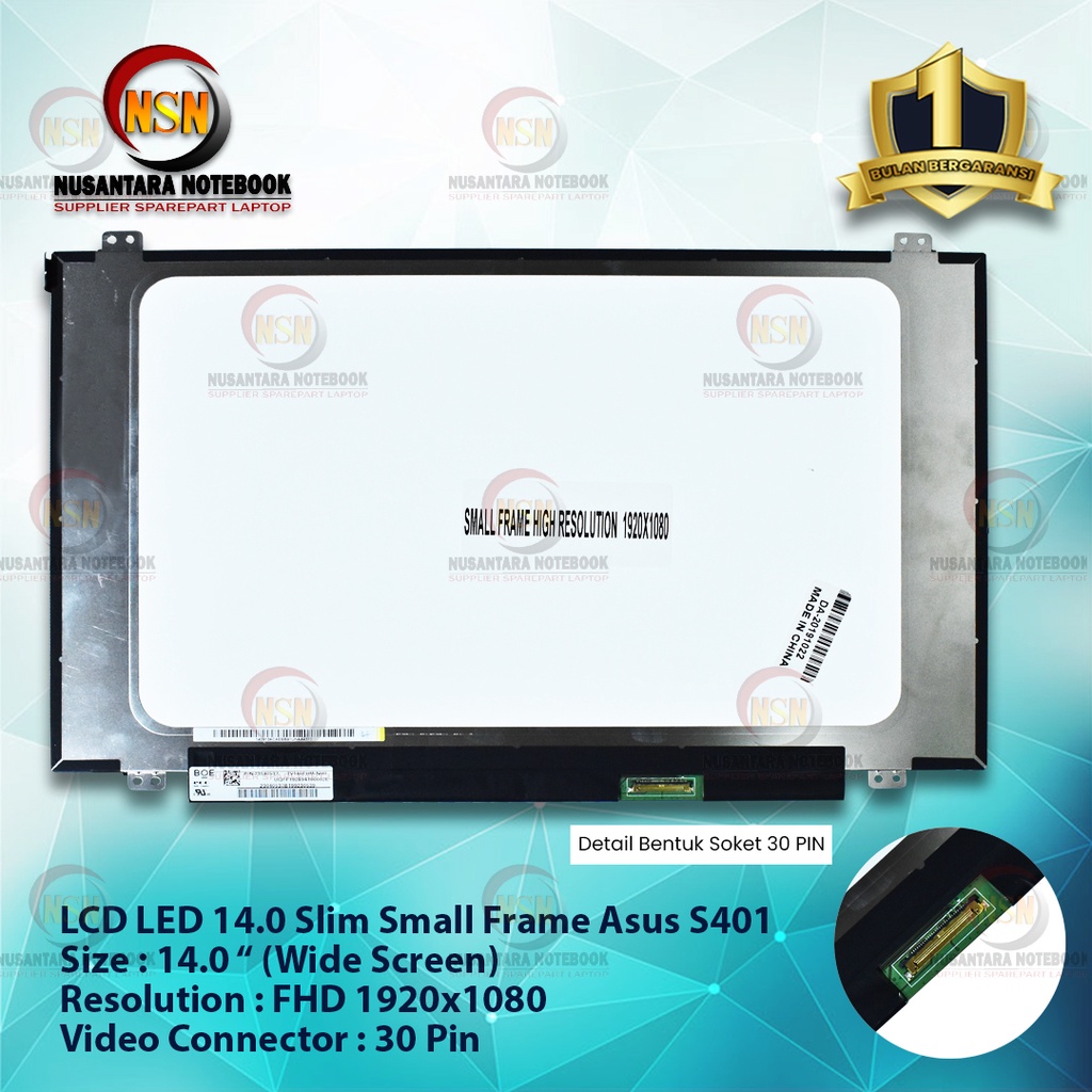 LCD LED 14.0 slim 30 pin small frame FHD Asus S401