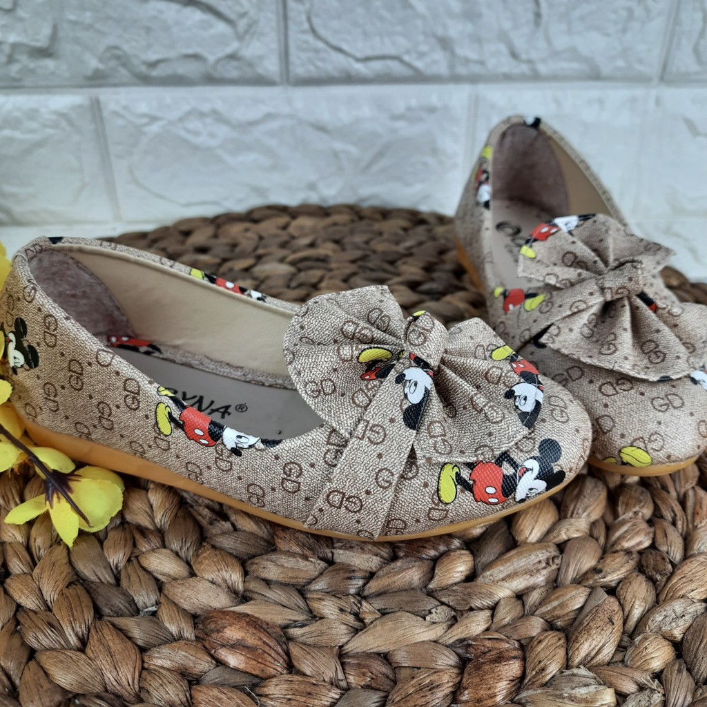 [TAMAN SEPATUKU] SEPATU TRENDY MURAH PESTA FLATSHOES LUCU  ANAK PEREMPUAN MICKEY 3 4 5 6 TAHUN IAX01