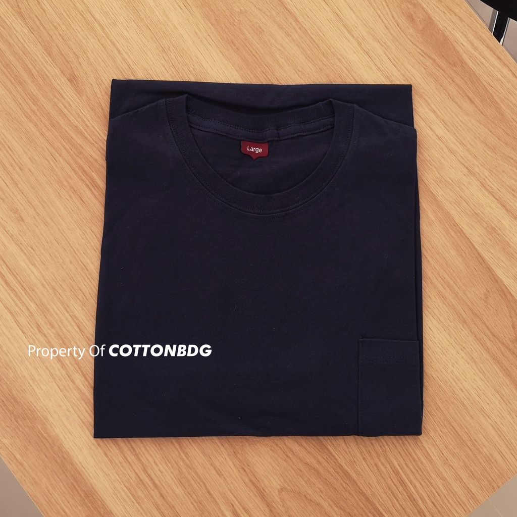 KAOS POLOS SAKU PRIA POCKET TANGAN PENDEK WARNA NAVY BLUE UKURAN S-XL BAHAN COTTON COMBED 30S ORGINAL