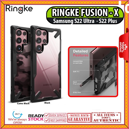 Original Case Samsung Galaxy S22 Ultra Plus RINGKE FUSION X Cover Casing - S22 Ultra, Black