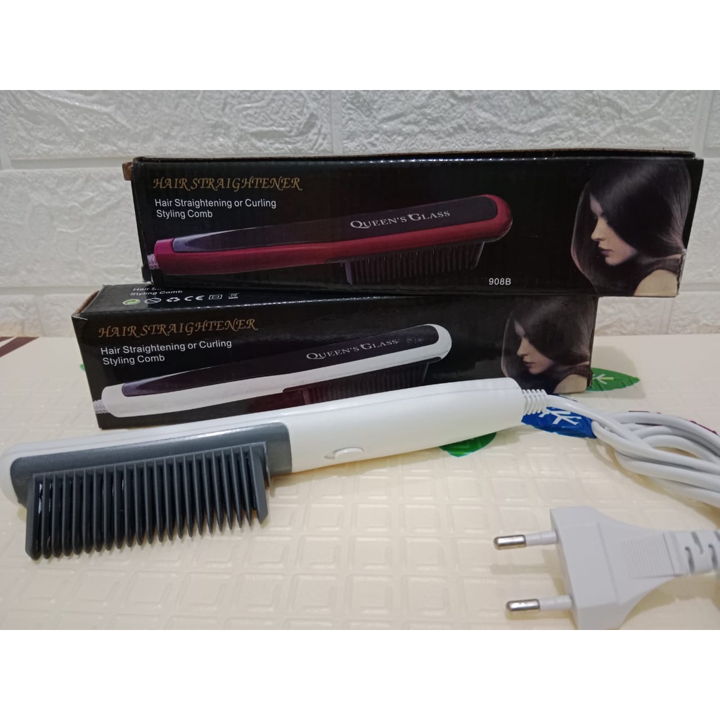 ~ PIYOSHI08 ~ Catok Sisir Pelurus Rambut New Hair Straightener Praktis Queen's Glass 908B AF127