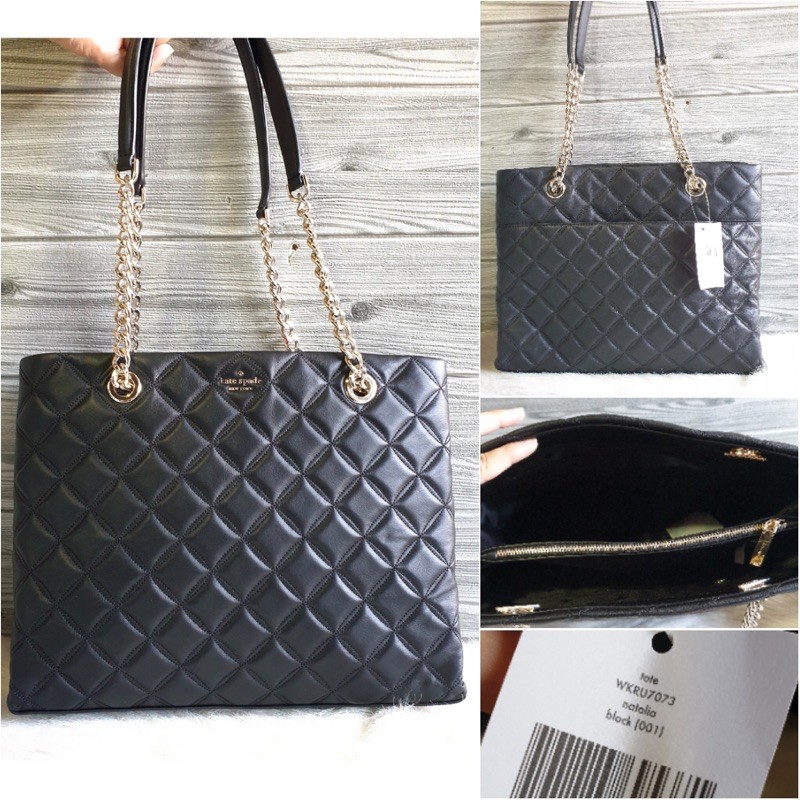 Kate Spade Natalia Large Tote Bag Black Leather Quilted