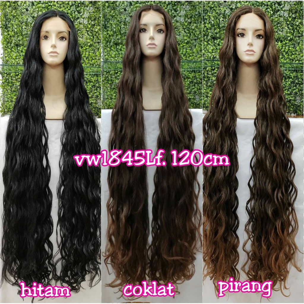 FRONT LACE WIG LACE DEPAN WIG WANITA PANJANG 120 CM CURLY WAVE WAVY KERITING OMBAK WIG KOREA 1845