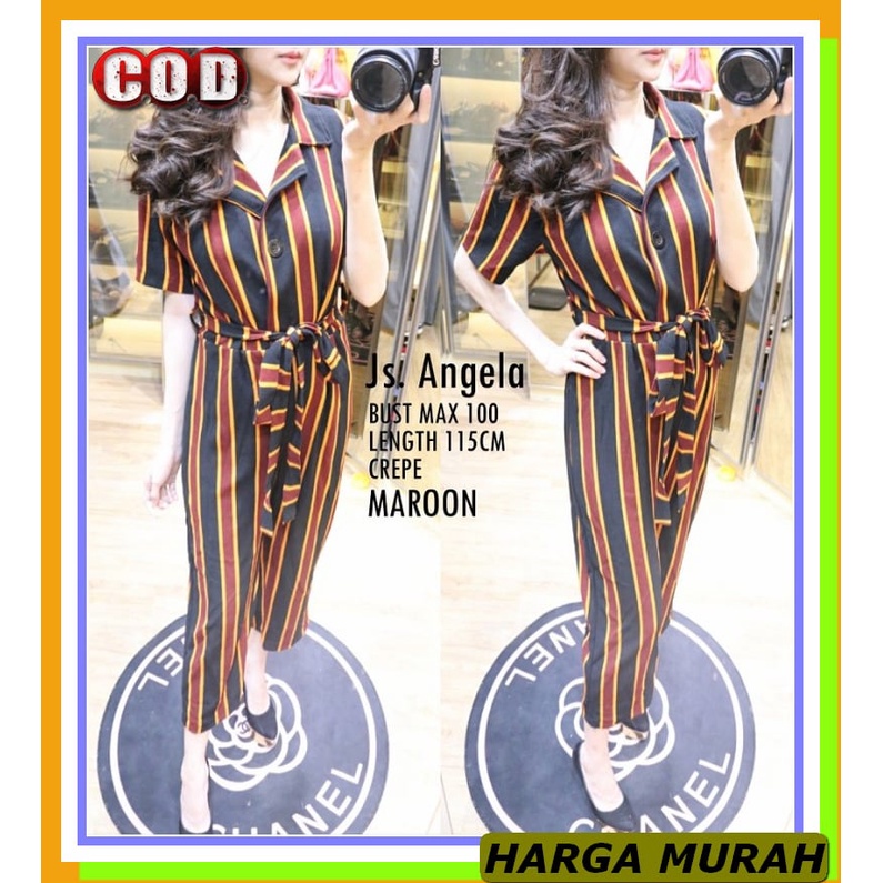 Jumpsuit Wanita Panjang Hijab Import Overall Polos Korea Katu Ye3 JM624 Jumpsuit Angel Maroon [Jump