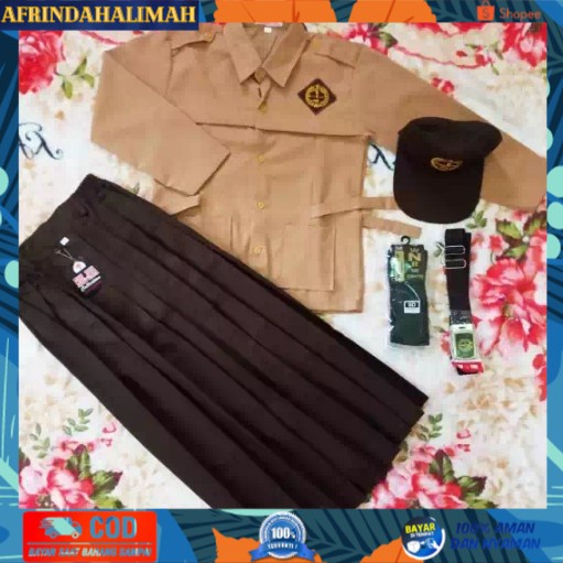 

[TERBARU] baju seragam sekolah sd putri set lengkap lengan pnjag kls1-6 - Cokelat, kls1