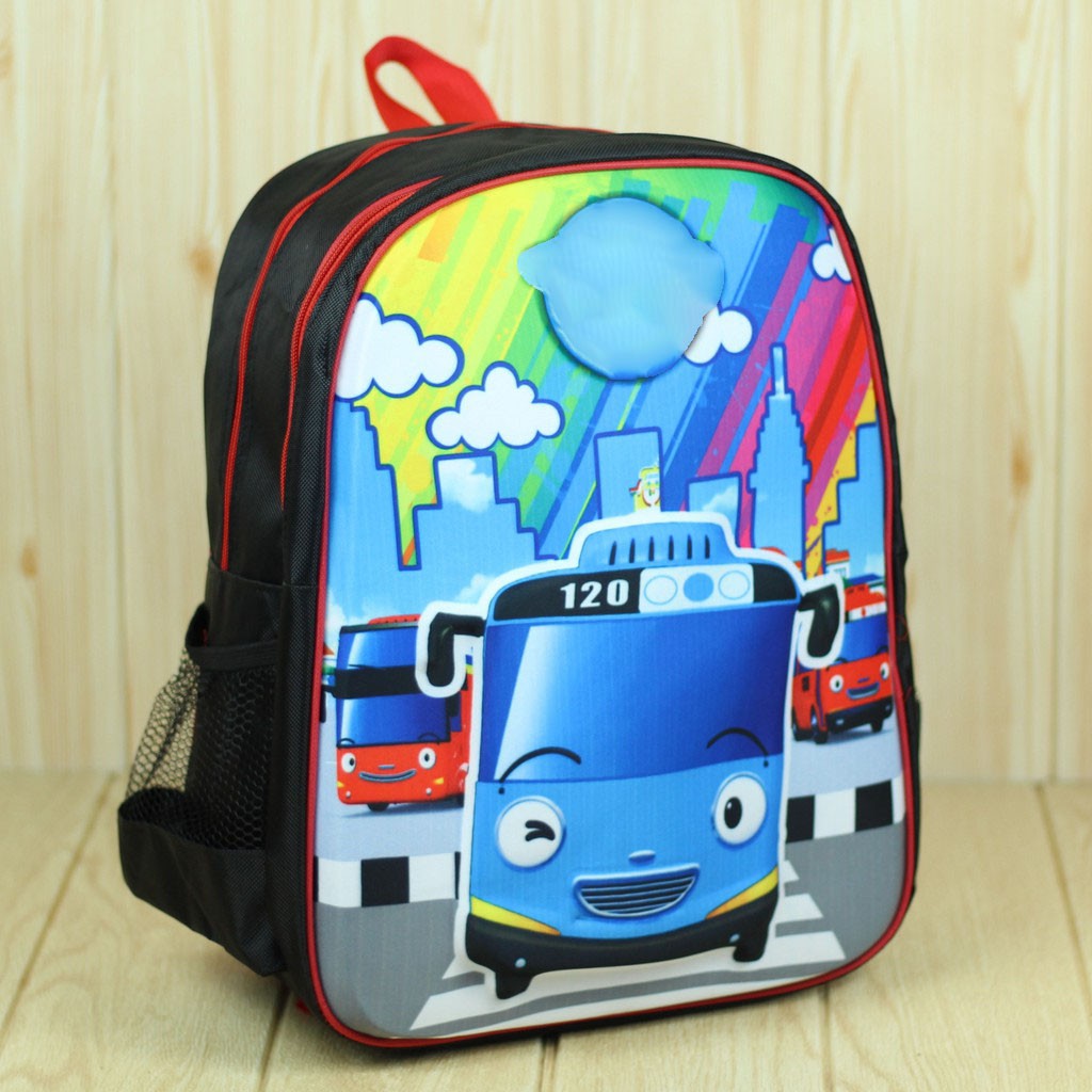 Tas Ransel Emboss Halus Little Bus Back Pack Sekolah Anak Laki Laki