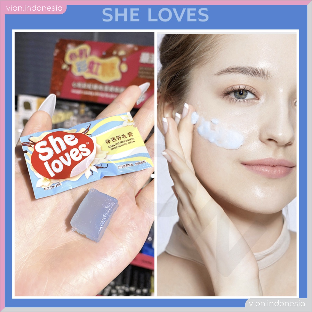 SHE LOVES Popcorn Cleansing Cream Makeup Remover Transparent 10 Cubes Original Sheloves SL024