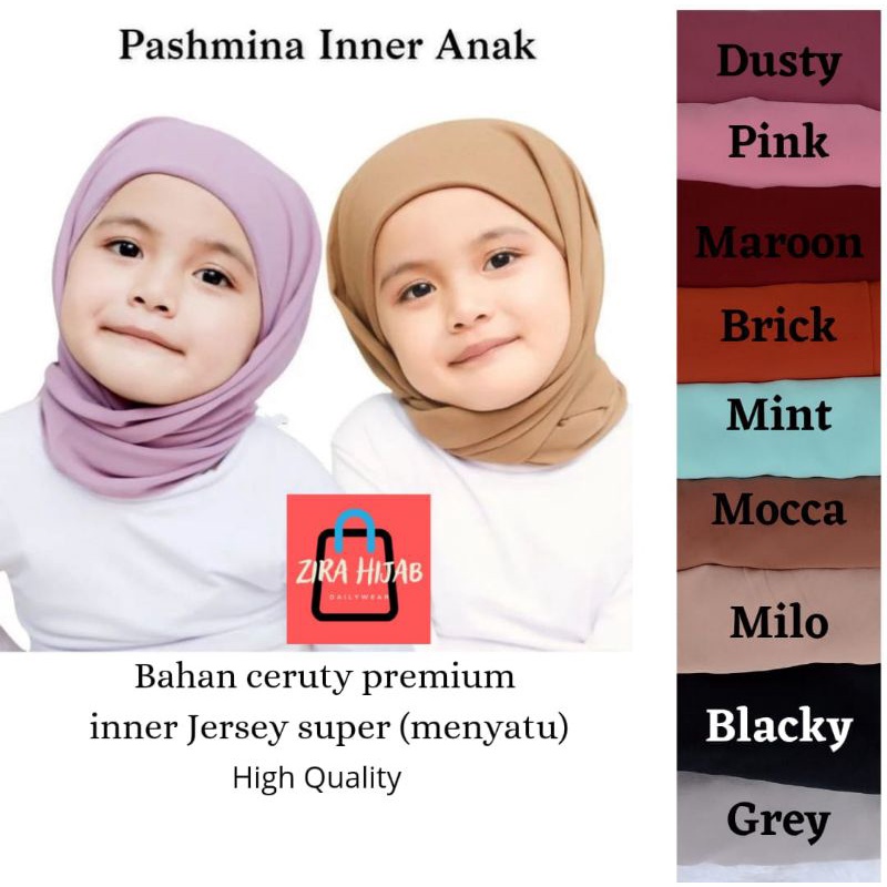 Pashmina Inner Anak/Pashmina Anak Instan/Pashmina Ceruty Anak/Pashmina Anak/Jilbab Pashmina Anak/Jil
