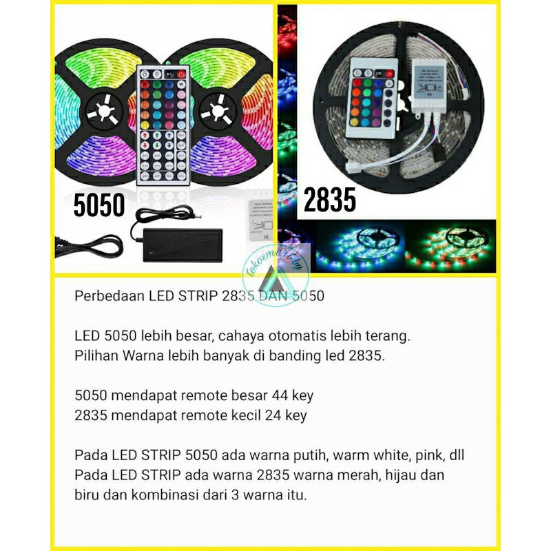 LED STRIP WATERPROOF  5050 / 2835 12V 10 METER RGB LENGKAP REMOTE BESAR