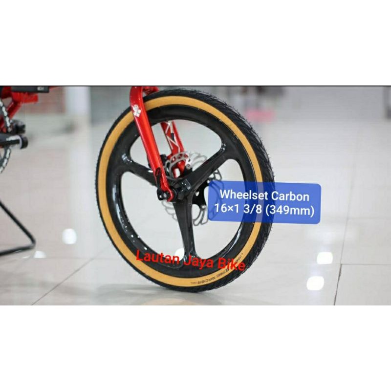 Wheelset carbon sepeda lipat 16 × 1 3/8 (349MM)