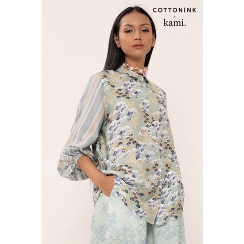 Mint green kanagawa ditza kami x cotton ink Kamiidea preloved bukan buttonscarves riamiranda