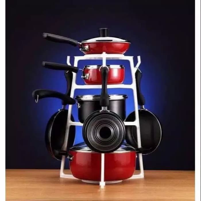 [GS] Pantree Rak Panci Holder Organizer 4 Susun isi lemari dapur jadi rapi Serbaguna 4 Tingkat Gantu