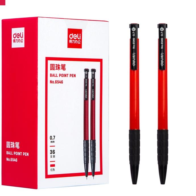 

Produk Baru Deli Pulpen Retractable 0.7mm 36pcs/Box Warna Hitam Biru Merah, Klip, Tinta Tebal Gratis