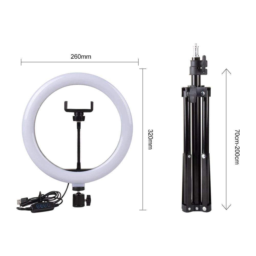 Ring Light 30cm + Light Stand Tripod 2.1M Selfie Vlogger Livestreamer Package Content