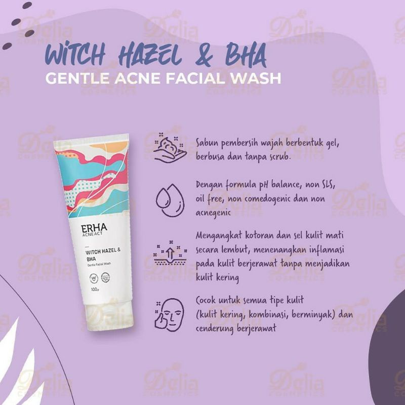 ERHA acneact witch hazel series - facial wash 100 g - acne calming gel 100 g - pore minimizing toner 100ml - acne blemish toner 100ml