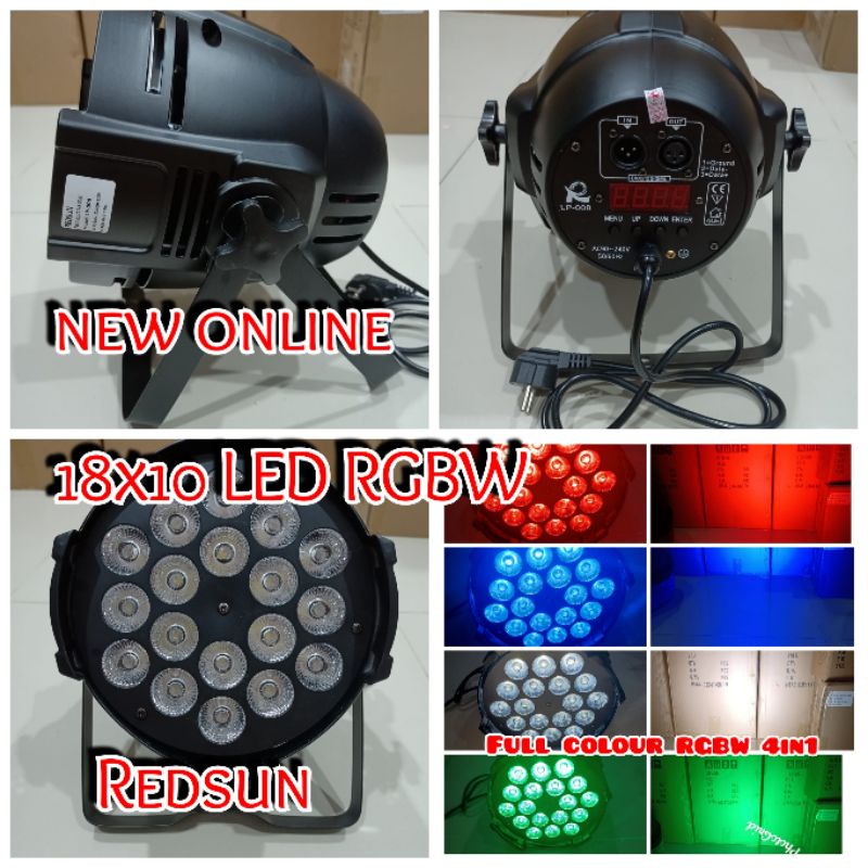 LAMPU PANGGUNG PARLED FULL COLOUR 18 LED x 10WATT MERK REDSUN