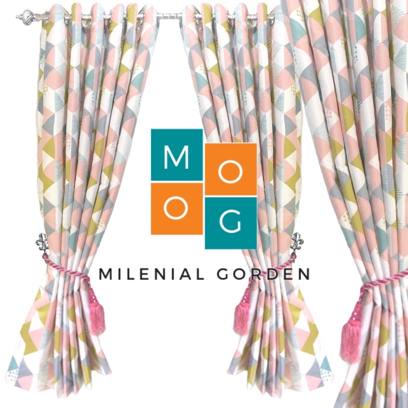 Gorden Minimalis Piramid Bahan Satin Bridal Model Smokering  Ukuran 150cm-200cm untuk Jendela dan Pintu Free Tali Pengikat dan Hook Lumba