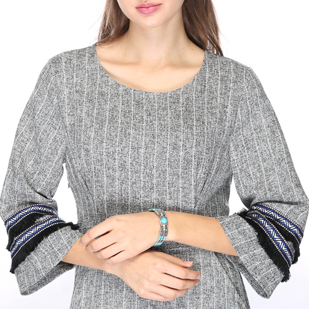 Hu Hu Hu Hu Hu Alat Bantu Pasang Kacamata♡ Gelang Tiga Lapis Aksen Turquoise Imitasi Gaya Etnik Bohemia Untuk Wanita